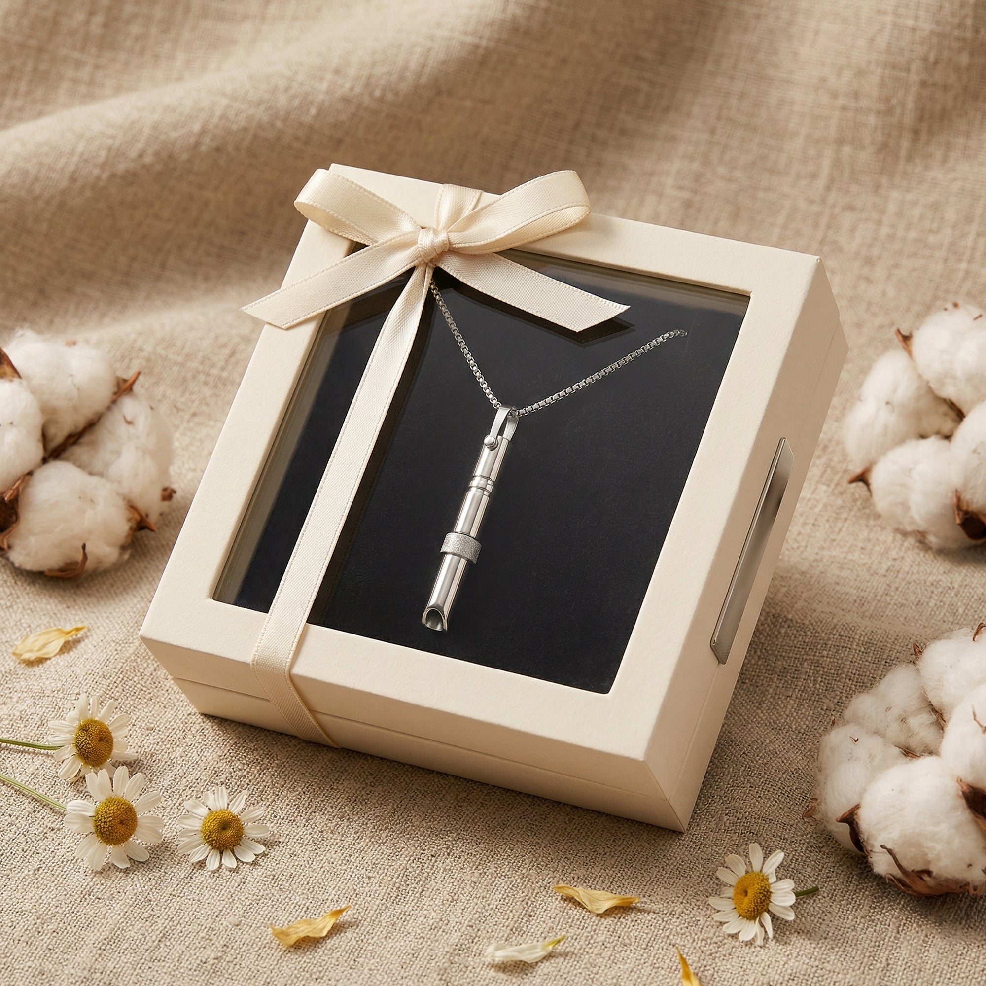 Calmera Calm Set gift-ready breathing necklace and spinning ring for a self-care gift