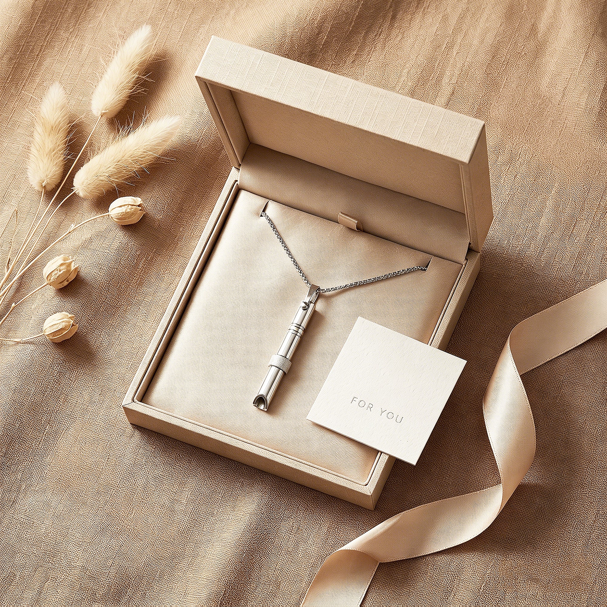Calmera gift-ready calm jewelry packaging for breathing necklace and fidget ring